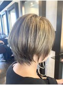 【Chikano】丸みショート×白髪ぼかしハイライト