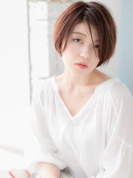 アルバハナレ 横浜(αlba HANARE) 関内/髪質改善/アプリコットオレンジ×前下がりぶつ切りボブm