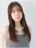 顔まわりレイヤー×艶ロング×ダークブラウン