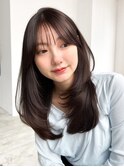 前髪カット顔周りレイヤーロングフェイスフレーミング_F21066