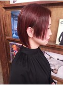 ステップカットブリーチなしボルドーカラーワインレッド段カット