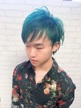 ベル 難波(Belle) 福嶋 裕人 ※グリーンカラー_セシルカット_アシメヘア