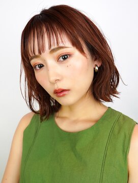 ラフィスヘアー クレイ 南草津店(La fith hair clay) 【La fith】オレンジブラウン×切りっぱなしボブ