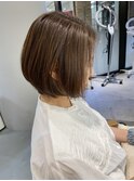 白髪ぼかしハイライト*サンドベージュ*ショートボブ