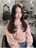 【韓国風】20代、30代◎センター分けロングハイレイヤーカット