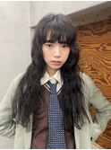 ロングパーマ　スパイラルパーマ　黒髪　ニュアンスパーマ