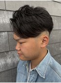 メンズマッシュセンターパートスパイラルパーマニュアンスパーマ