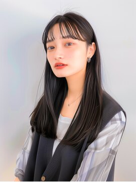 ラベストクズハ(LOVEST KUZUHA) ロングレイヤー/艶髪/韓国風ヘア/アッシュブラウン/大人ブラウン