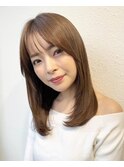 ミディアムレイヤーカット/ココアベージュ/髪質改善/艶髪p大宮