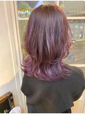 春夏トレンド人気ヘアピンクパープル外ハネこなれミディ