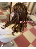 薔薇、リボンヘアアレンジ