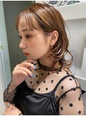 ミニウルフ×ブリーチ無しカラーシアーカラー抜け感ベージュ博多