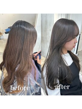 シーン(seen) ○ブリーチなしのオリーブカラー○顔まわりカット