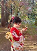 振袖ヘア　成人式ヘアセット　前撮り　編みおろし　玉ねぎヘア
