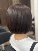 ショートカットショートボブミルクティーベージュカラー前髪なし