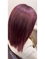 ランソ 成田店(RUNSO) ボルドーピンク×似合わせカット