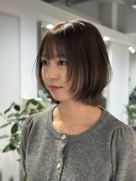 シュク 高円寺(SYUK) 顔まわりレイヤー×くびれボブ/オリーブグレージュ/【坂元】