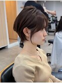ナチュラルショートミルクブラウンダークパープルレイヤー船橋