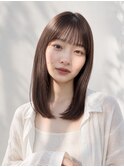 【ミディアム/美髪縮毛矯正/艶髪/前髪カット/ショコラブラウン】