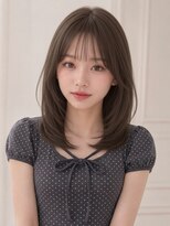 ユーフォリア 新宿店(Euphoria) 小顔シースルーバング顔周りカットミディアムレイヤーワンカール