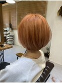 ダブルカラーオレンジカラーショートボブインナーカラー