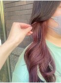 《お洒落可愛いミディアム》ピンクインナーカラー×グレージュ