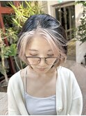 フェイスフレーミングピンクミルクティーインナーカラーショート