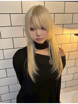 ベレーザ 渋谷(BELEZA) 18068ホワイトミルクティーブロンドレイヤーくびれミディアム