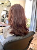 セミロングくびれレイヤーピンクベージュ【荒木】