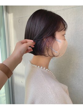 オブ ヘアー 自由が丘 ウエスト(Of HAIR WEST) インナーカラー/ハイトーンカラー/ぱっつん前髪/ことりベージュ