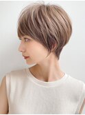 ワンカールサイドバング前髪マッシュショート大人ショート
