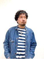 黄ぐまくん美容室 メンズ ランダムパーマ