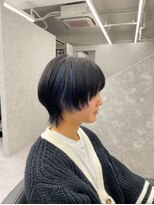 ファイブバイジエクト 堀江(FIVE by The Ect) ウルフカット ショートウルフ インナーカラー インナーブルー