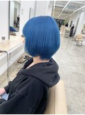 ハイトーンカラーブルー/ショートボブ/ネイビーカラー/名古屋