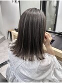切りっぱなしボブ_白髪ボカシハイライトカラー_恵比寿
