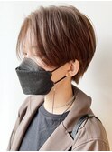【morio原宿】ハンサムショート明るめヘアセンターパート