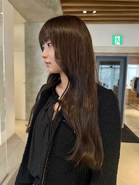 顔まわりカット/レイヤーカット/艶髪/ウェーブ/ブラウンアッシュ