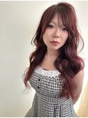ピンクブラウンのロングヘア