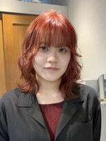 テトラ バイ ネオリーブ 横浜西口店(tetra by neolive)&nbsp;レッドオレンジ　ハイトーン　ケアブリーチ　ボブ巻き髪　横浜★