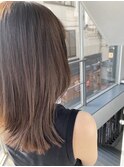 /切りっぱなしロブ×透明感ブリーチなしベージュ