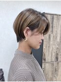 ★ハンサムショート耳掛け　大人クール　オリーブベージュ