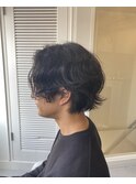 20代30代40代流行メンズブルーブラック韓国マッシュパーマ
