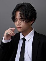 ブラック(BLACK)&nbsp;シャドウパート/Men'sHair/リバースセンターパート/表参道