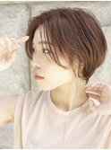 前髪長めの軽めショート丸みショート/ショート/ショートボブ