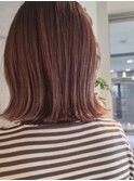 切りっぱなしボブ×ピンクブラウン
