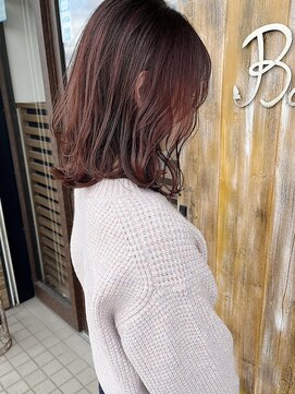 バンビ プライベート サロン(Bambi private salon) ブリーチ無しチェリーピンク*切りっぱなしロングボブ*Bambi松平