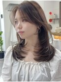 小顔レイヤーカット×ナチュラルグレージュ30代40代50代