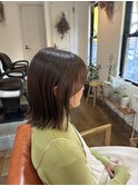切りっぱなしボブまろやかベージュトレンドカラー２０代３０代