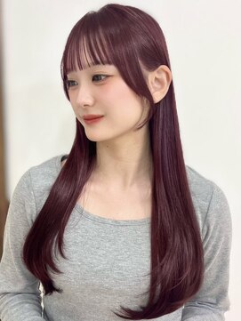 ルフェリ(Lufeli) 【Lufeli】いとうりお　顔周りカット/ワインレッド/ぱっつん前髪