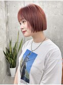 小顔大人ボブ暗めカラーミディアムデザインカラー